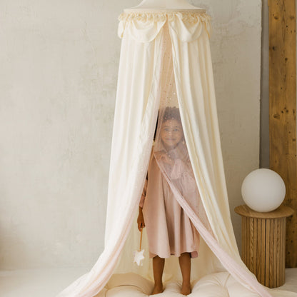 Minicamp Kids Bed Canopy Tulle & Tassels - Cream