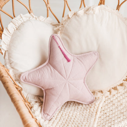 MiniCamp Linen Starfish Cushion - Pink