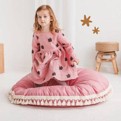 MiniCamp Tassel Floor Cushion - Rose