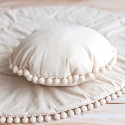 MiniCamp PomPom Throw Cushion - Ecru