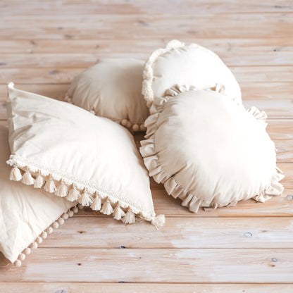 MiniCamp PomPom Throw Cushion - Ecru