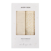 Avery Row Organic Cotton Baby Muslin Swaddles Set Of 2 - Wild Chamomile / Daisy Meadow