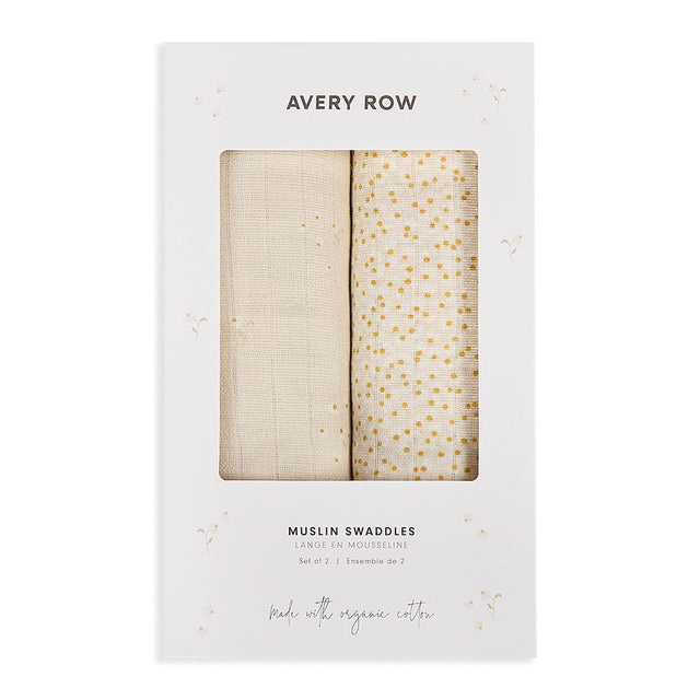 Avery Row Organic Cotton Baby Muslin Swaddles Set Of 2 - Wild Chamomile / Daisy Meadow