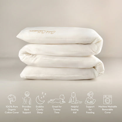 CuddleCo Mother&Baby Organic Cotton 12ft Deluxe Body and Baby Support Pillow