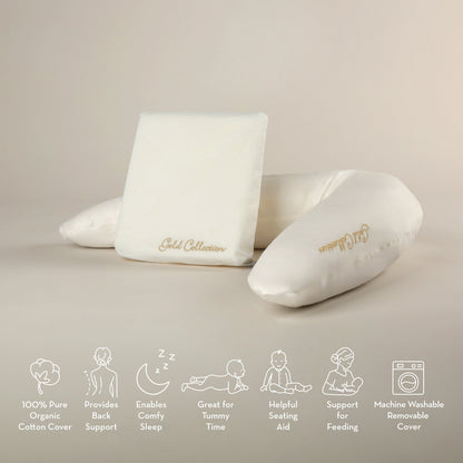 CuddleCo Mother&Baby Organic Cotton Support Pillow and Wedge Set