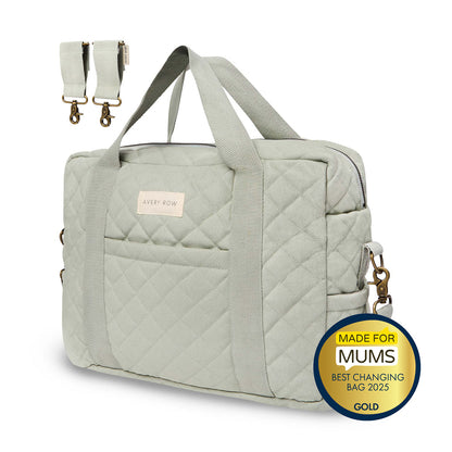 Avery Row Baby Changing Bag With Clips - Sage