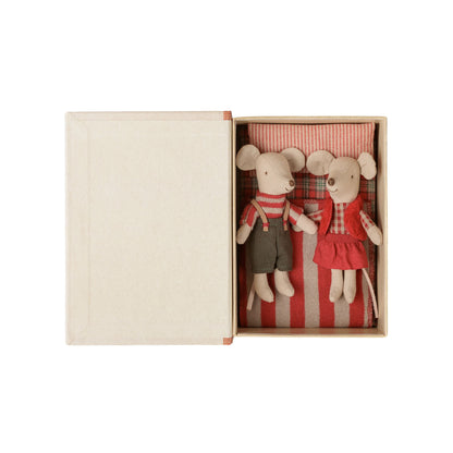 Maileg Christmas Little Sister And Brother Twin Mice In Book
