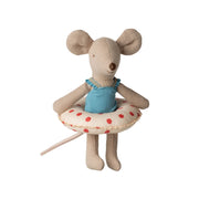 Maileg Little Sister Beach Mouse with Float - Red Dots
