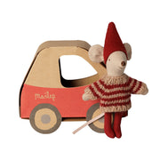 Maileg Little Sister Christmas Mouse In Car Box