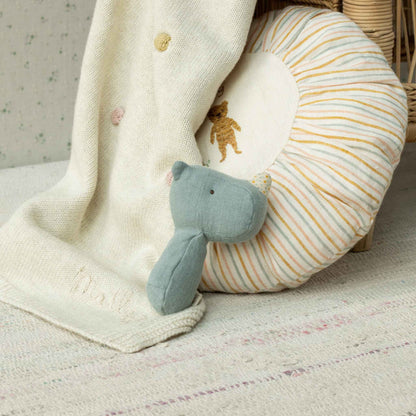 Maileg Lullaby Friends Rhino Rattle - Dusty blue