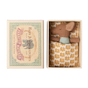 Maileg Sleepy Wakey Baby Mouse In Matchbox - Blue