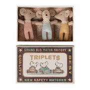 Maileg Triplets Baby Mice in Matchbox - Checker