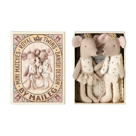 Maileg Royal Twin Mice Little Sister And Brother In Matchbox