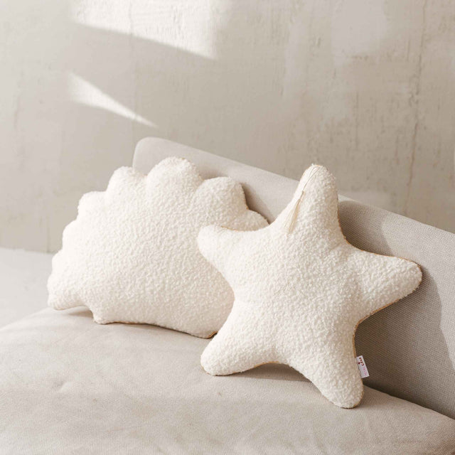 MiniCamp Boucle Seashell & Starfish Cushions - Ecru