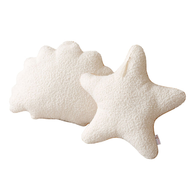MiniCamp Boucle Seashell & Starfish Pillows Pack Of 2 - Ecru