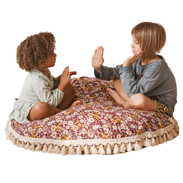 MiniCamp Large Floral Floor Cushion - Burgundy