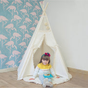MiniCamp Teepee Play Tent with Pom Poms - Ecru