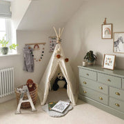 MiniCamp Teepee Play Tent with Pom Poms - Ecru