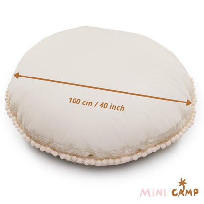MiniCamp Big Floor Cushion With PomPoms - Ecru