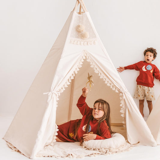 MiniCamp Boho Kids Teepee Tent with Tassels - Extra Large