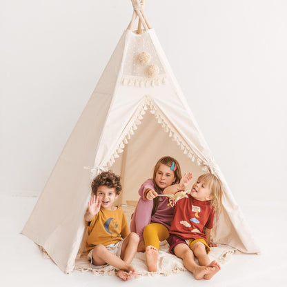 MiniCamp Boho Kids Teepee Tent with Tassels - Extra Large