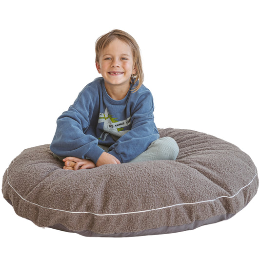 MiniCamp Kids Floor Cushion - Grey Boucle