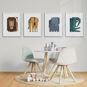 Tigercub Prints Minimal Safari Animals Nursery Prints Set of 4