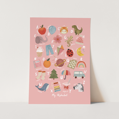 Kid of the Village My Alphabet Fine Art Print - Pink