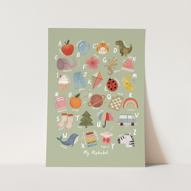 Kid of the Village My Alphabet Fine Art Print - Sage