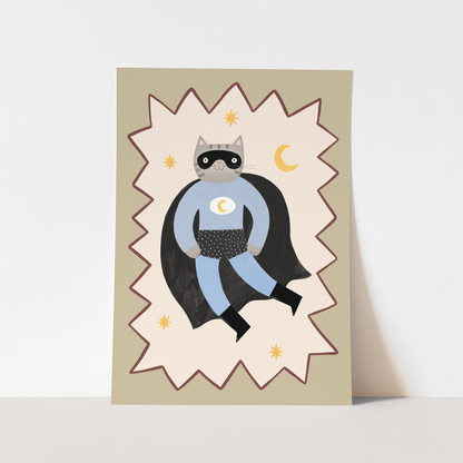 Kid of the Village Night Paw Superhero Fine Art Print