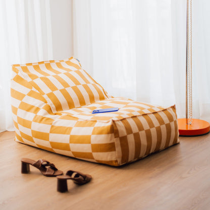 Nobodinoz Vibes Long Beanbag - Mustard And Sand Tiles