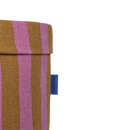Nobodinoz Vibes Round Large Storage Basket - Pink Curry Stripes