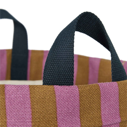 Nobodinoz Vibes Round Large Storage Basket - Pink Curry Stripes