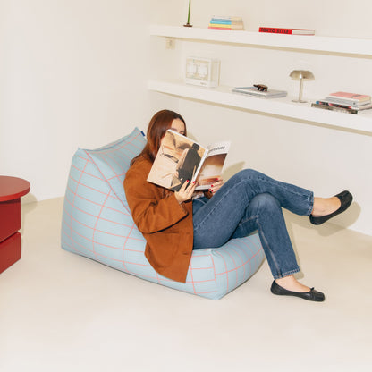 Nobodinoz Vibes Long Beanbag - Blue Red Grid