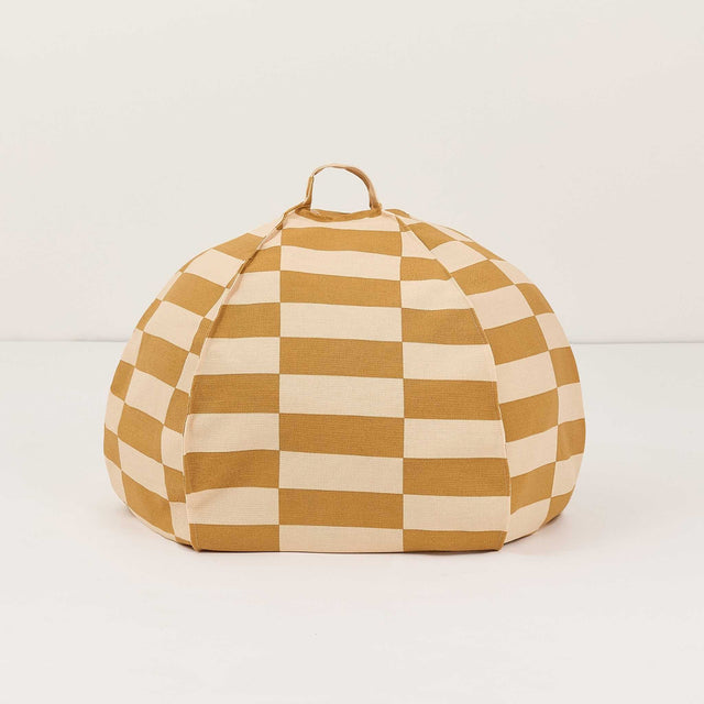 Nobodinoz Vibes Round Beanbag - Mustard And Sand Tiles
