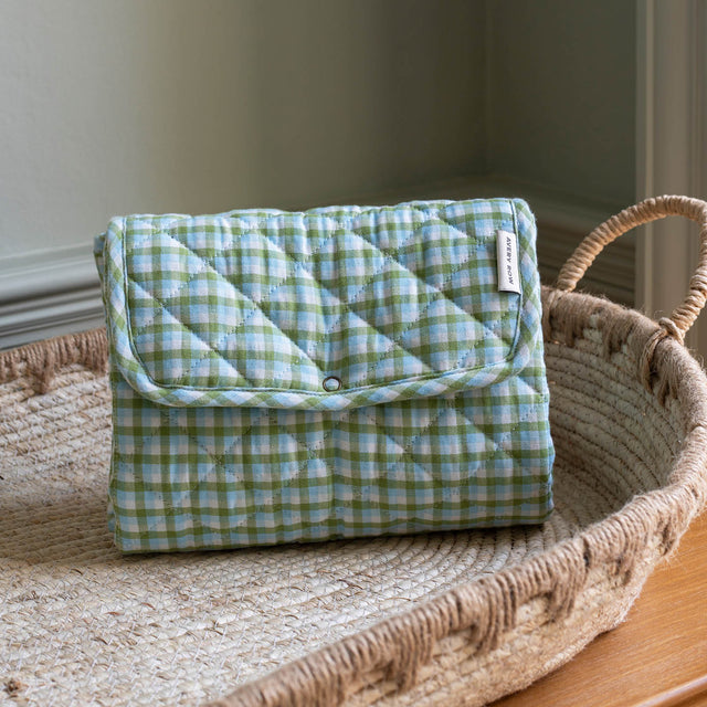 Avery Row Cotton Travel Baby Changing Mat - Greenhouse Gingham