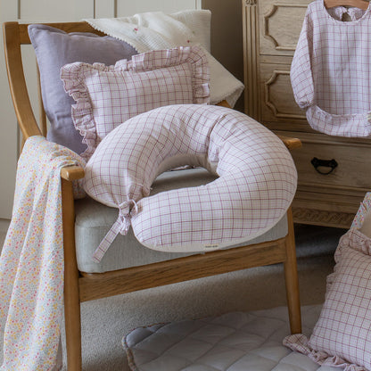 Avery Row Nursing Pillow - Pink Check
