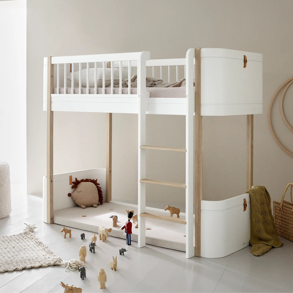 Wood Mini+ Low Loft Bed White Oak