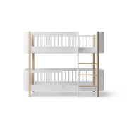 Oliver Furniture Wood Mini+ Low Bunk Bed in white and oak, a space-saving bunk bed designed for shared rooms, perfect for siblings. 