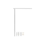 White Oliver Furniture Wood Mini+ convertible cot bed with junior kit conversion, adjustable for newborns to 9 years, including wall brackets and hardware shown separately.