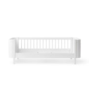Oliver Furniture Wood Mini+ Junior Bed in white, a thoughtfully crafted and practical sleeping space for a small child's bedroom. 
