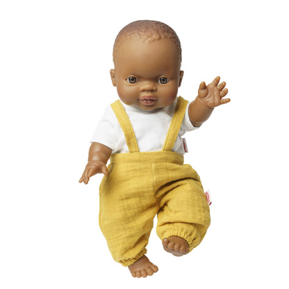 Paola Reina Boy Doll with Heless Honey Yellow Dungarees - 34cm