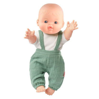 Paola Reina Boy Doll with Heless Sage Green Dungarees - 34cm