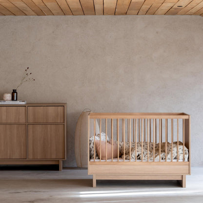 Quax Kyo Convertible Cot Bed 120 x 70cm - Honey Ash