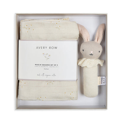 Avery Row Rattle & Care New Baby Gift Set - Chamomile