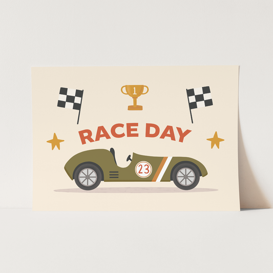Kid Of The Village Race Day Fine Art Print - Green