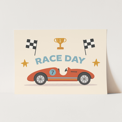 Kid Of The Village Race Day Fine Art Print - Red