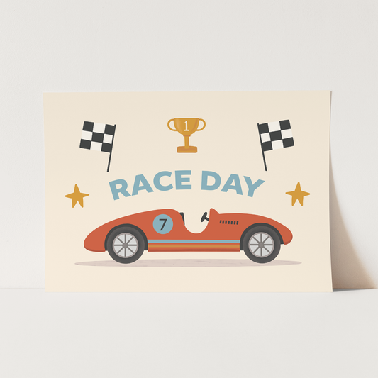 Kid Of The Village Race Day Fine Art Print - Red