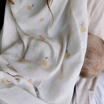 Ralphie Bear Large Muslin Swaddle - Pears