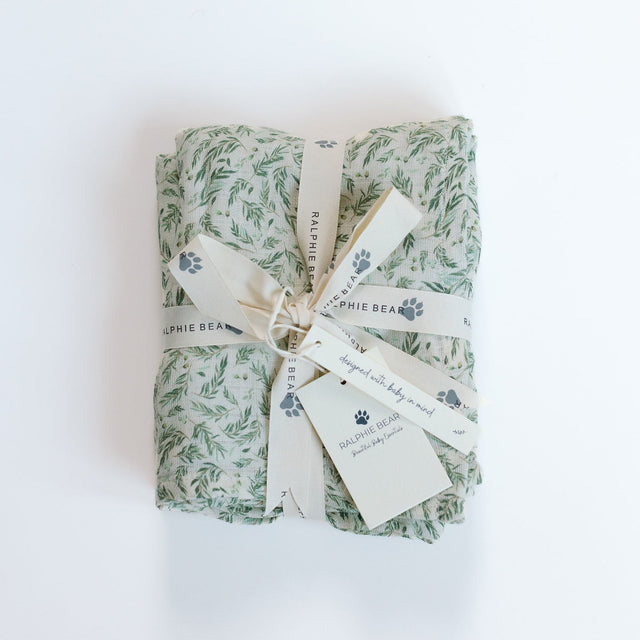 Ralphie Bear Large Muslin Swaddle - Willow